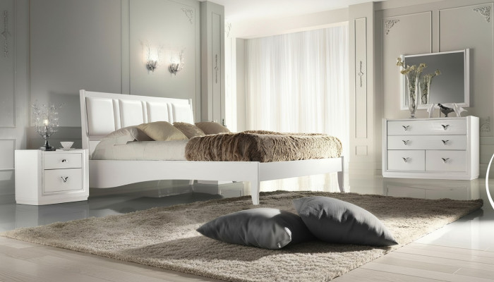 Schlofzëmmer Bett Nächstkëscht Kommode Spigel Garnitur Grupp Holz Luxus Set 5tlg