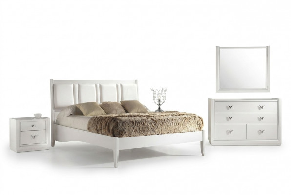 Schlofzëmmer Bett Nächstkëscht Kommode Spigel Garnitur Grupp Holz Luxus Set 5tlg