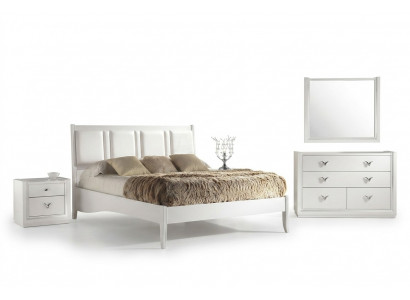 Schlofzëmmer Bett Nächstkëscht Kommode Spigel Garnitur Grupp Holz Luxus Set 5tlg