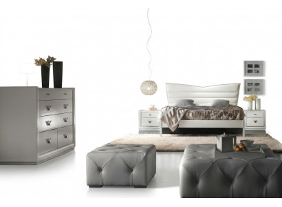 Garnitur Set 4-stéck Schlofzëmmer Bett Nuetsschaf Kommode Grupp Duebelbetter Luxus