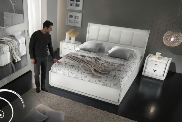 Garnitur Set 3 Stéck Schlofkummer Bett Nuetsdësch Grupp Duebelbetter Luxus Better