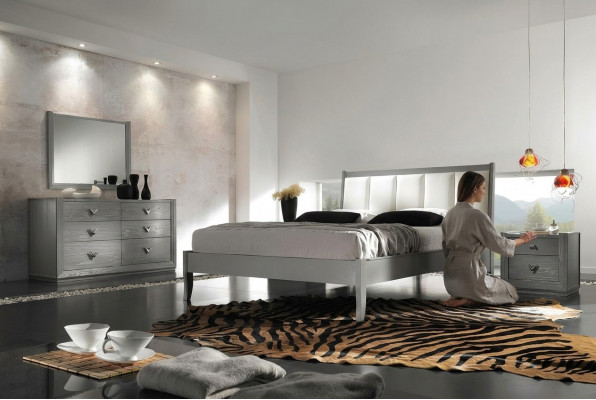 Schlofkummer Bett Nuetsdësch Kommod Spigel Garnitur Grupp Duebel Nei Set 5-Deel.