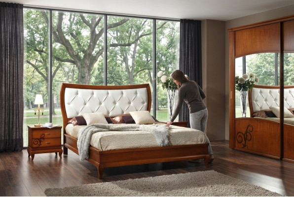Luxus Set 3-deel Schlofzëmmer Bett Nuetsdësch Garnitur Grupp Better Duebel Hotel
