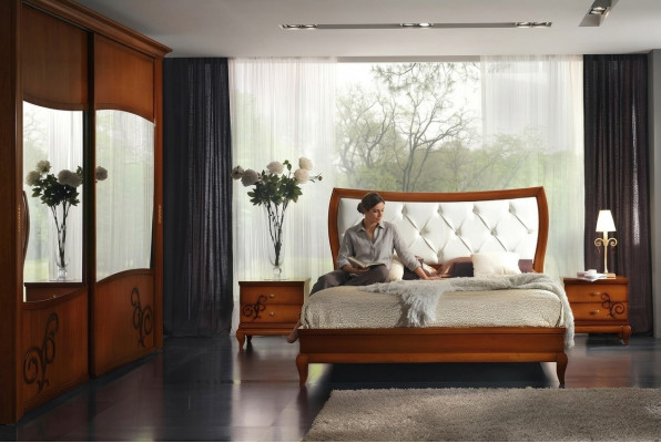 Luxus-Schlofzëmmer-Bett, Duebelbett, Holz, Polster-Betten, Duebel-Bettrahmen, Modern.