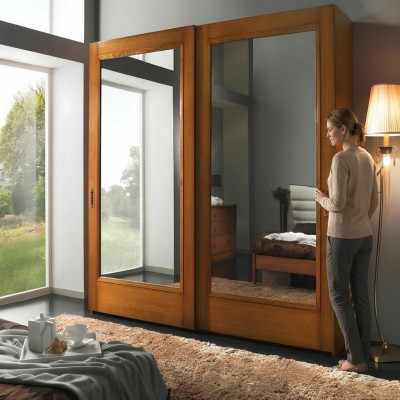 Kleederschaaf Wandklo Schiebetüren Schaf Schiefen Miwwelen Schlofkummer Nei