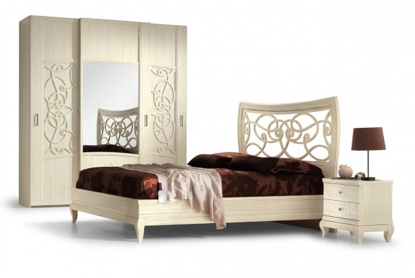 Luxe Bett Nuetsdësch Better Duebel Bettgestell Set aus 3 Stéck. Schlofzëmmer.