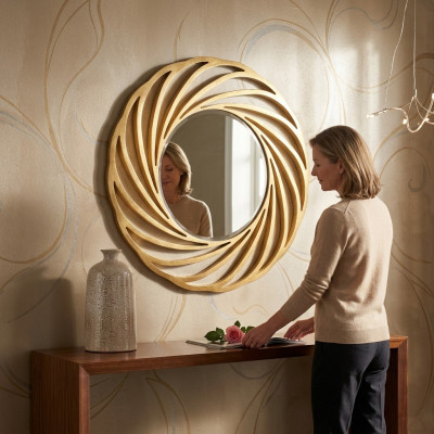 Ronnen Spigel Hängespigel Holz Modern Wallspegel Miwwel Spigelchen Design 90x90