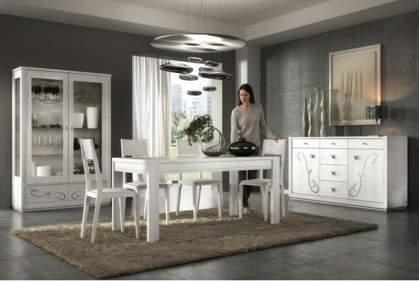 Iesszëmmer Esstisch Stull Kommode Vitrin Iess Grupp Dësch Dëscher Holz Set 7tlg.