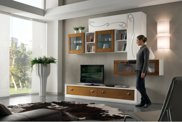 TV Mauer Wunnzëmmer Mauer Abaumauer Wunnzëmmer Miwwelen Luxus RTV Wunnzmauer Schaf Regal