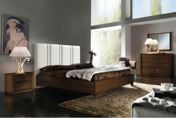 Schlofkummer Bett Nuetsdësch Kommode Spigel Duebel Polster Better Luxus 5stg.