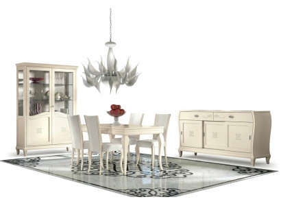 Iesszëmmer Iessdësch Stull Kommode Vitrin Iess Dësch Grupp Holz Italien Set 7tlg
