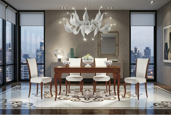 Luxus Iessdësch Dësch Dëscher Iessen Holz Modern Design Auszéibar Iesszëmmer Italienesch