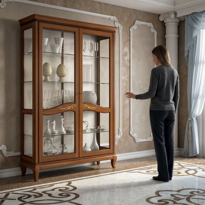 Vitrinn Luxus Schafschëff Vitrinnen Glas Schaf Holz Regal Modern Schief Neit