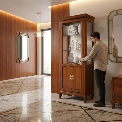 Schaf Showfenster Vitrin Vitrine Glasschaf Holz Regal Modern Schiefcher
