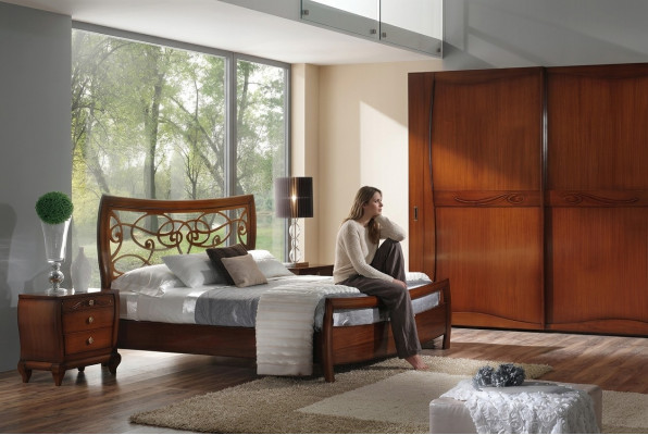 Schlofzëmmer Bett Nachtdësch Better Duebel Hotel Design Holz Garnitur Set 3tlg.