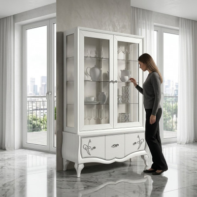 Luxus Vitrinn Glas Schaf Antik Stil Modern Holz Vitrine Italienesch Miwwelen