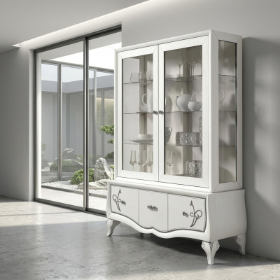 Luxus Vitrinn Glas Schaf Antik Stil Modern Holz Vitrine Italienesch Miwwelen