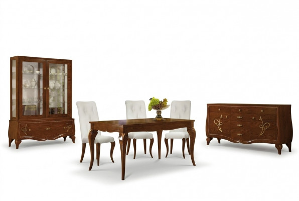 Iesszëmmer Iessdësch Stull Kommode Vitrine Grupp Iess Holz Garnitur Nei Set 7stéck.