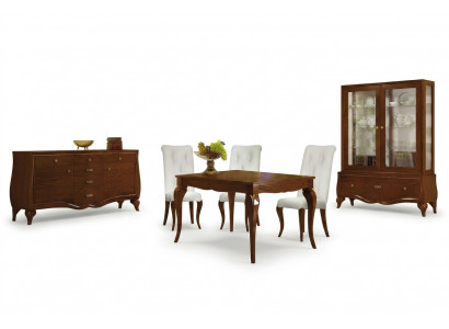 Set Iesszëmmer Iessdësch Stull Kommode Vitrin Dësch Dëscher Grupp Set 7stéck.