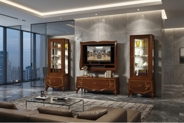 rtv Set Wunnzëmmer Vitrine tv Modern Holz Miwwel Schaf Stil Grupp Italienesch