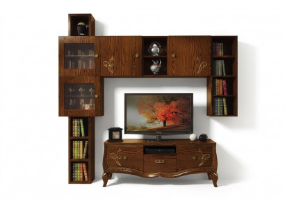 Klassesch Grupp RTV Set Wunnzëmmer Vitrine TV Modern Holz Miwwelen Schaf Stil
