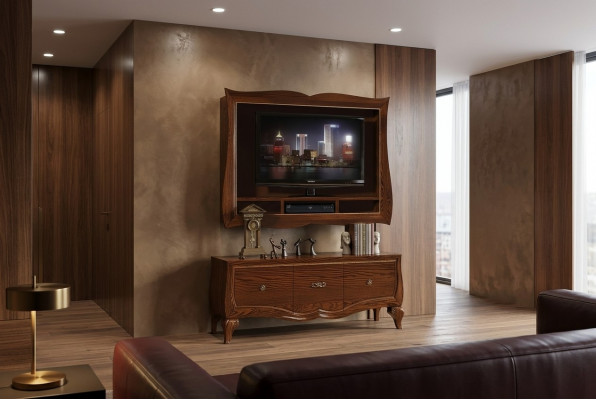 Lowboard RTV Schaf Sideboard Schaf TV Holz Klassesch Kommoud Design Nei