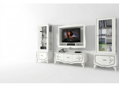 Set vu 4 Wunnwand RTV: TV-Niddregschief, Vitrin, Greesselchest, Schaf Design Nei