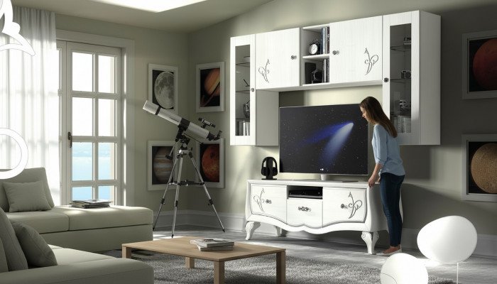 Wunnwand RTV Schaf Sideboard Schaf TV Holz Lowboard Kommode Design Miwwel Nei