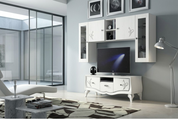 Wunnwand RTV Schaf Sideboard Schaf TV Holz Lowboard Kommode Design Miwwel Nei