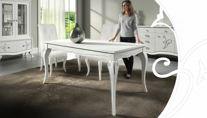 Iessdësch Auszéihedësch XXL Dëscher Modern Holz Iess Iesszëmmer Design Wäiss Nei