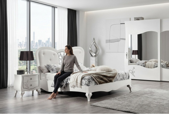 Schlofkummer Bett Nopeschdësch Better Holz Design Bettgestell Garnitur Nei Set 3tlg