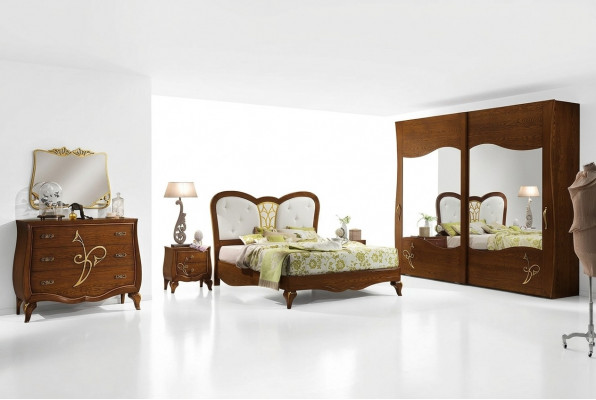 Schlofzëmmer Bett Nuetsschaf Klaterschaf Komod Spigel Nei Luxus Set 6-telesch.
