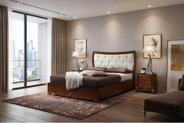 Bett Better Bettrahmen Holz Duebel Schlofzëmmer Braun Modern Duebelbett Miwwelen