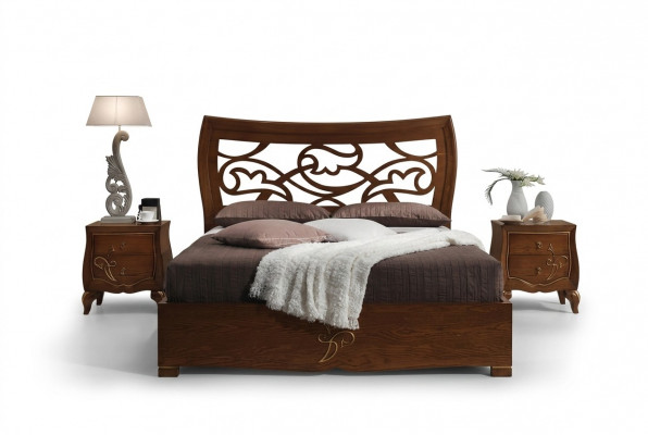 Schlofzëmmer Bett Nuetsdësch Better Garnitur Holz Bettkader Luxus Nei Set 3tlg.