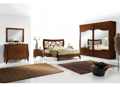 Schlofkummer Bett Nuetsdëschle Kleederschaf Kommode Spigel Garnitur Set 6tlg
