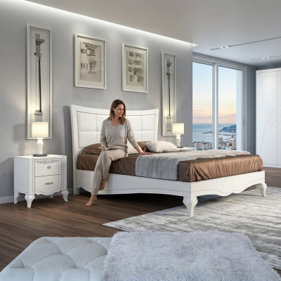 Bett Duebelbett Better Këssen Holz Designer Duebel Bettrahmen Wäiss Bettgesteller