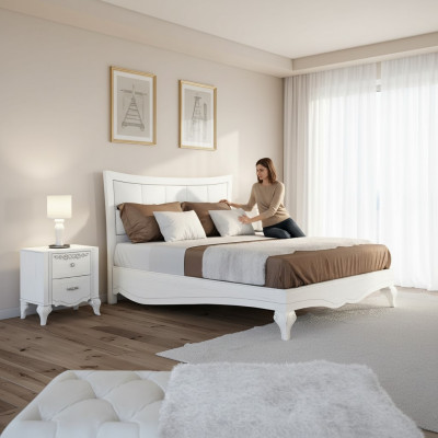 Schlofkummer Bett Nuechtsschaf Schreiner Better duebelt Holz Designer Modern Neiw Set 3 opdeelung