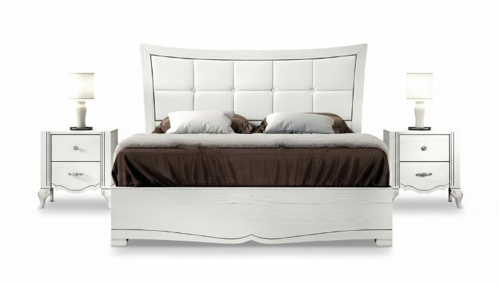 Schlofzëmmer Bett Nuetsdësch Better Holz Garnitur Modern Nuetsdëscher Set 3 Deeler.