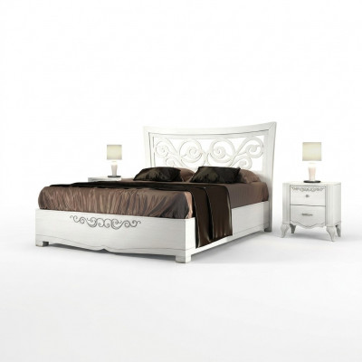 Set 3tlg Schlofzëmmer Bett Nuetsdësch Better Duebelbett Holz Grupp Garnitur Nei