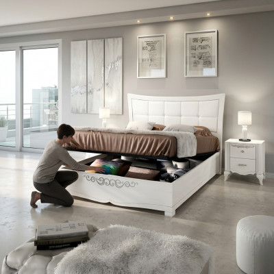Garnitur Set 3tlg Schlofzëmmer Bett Nuetsdësch Duebel Holz Modern Grupp Better