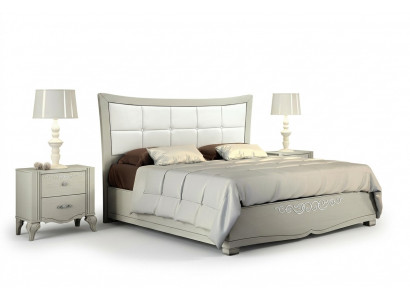 Luxus Set 3-Stéck Schlofkummer Bett Nuetsdësch Better Garnitur Holz Duebel Modern