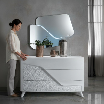 Luxus Set 2tlg Kommod Spigel Kommoden Holz Konsole Modern Design Wäiss Nei