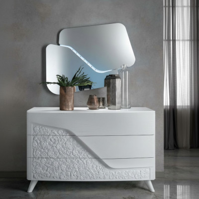 Luxus Set 2tlg Kommod Spigel Kommoden Holz Konsole Modern Design Wäiss Nei