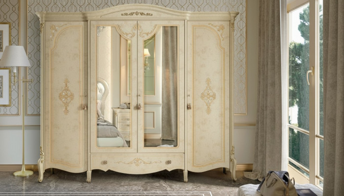 Garderob Schaf Barock Stil Miwwelen Klassesch Schlofzëmmer Schief Holz