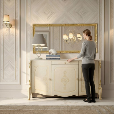 Design Miwwel Stil Barock Kommode Anrichte Sideboard Holz Italien Niddreg Sideboard