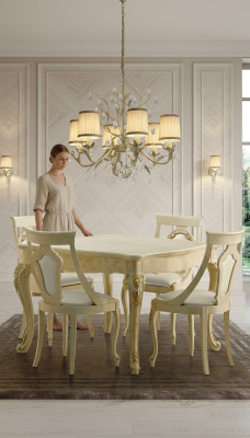 Iessdësch ausklappbar klasseschen Design Dësch italienesch Miwwelen Holz Iess.