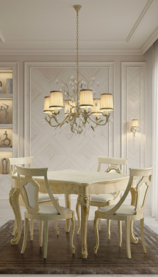 Iessdësch ausklappbar klasseschen Design Dësch italienesch Miwwelen Holz Iess.