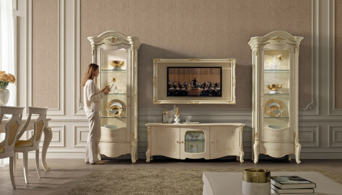 Klassesch Vitrinn Vitrinen Luxus Schaf Holz Italienesche Stil Miwwelen Glas Neien