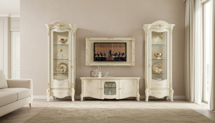 Klassesch Vitrinn Vitrinen Luxus Schaf Holz Italienesche Stil Miwwelen Glas Neien