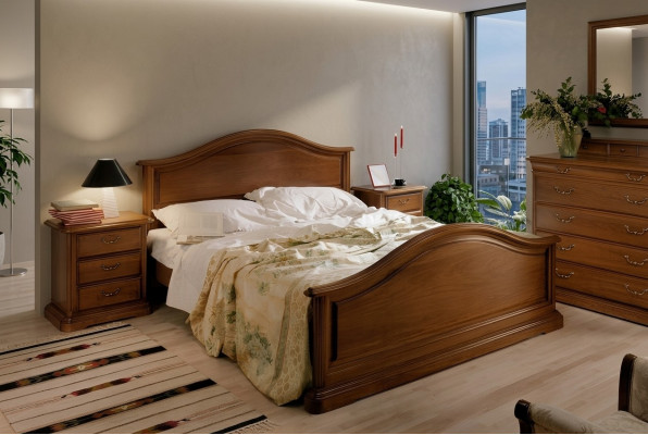 Bett Nuetsdësch Kleederschaf Schlofzëmmer Kommode Hotel Duebel Nei Set 3tlg.